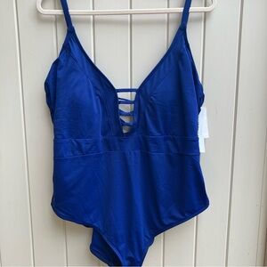 LA Blanca Tummy Control royal blue one piece swim women's size 22W